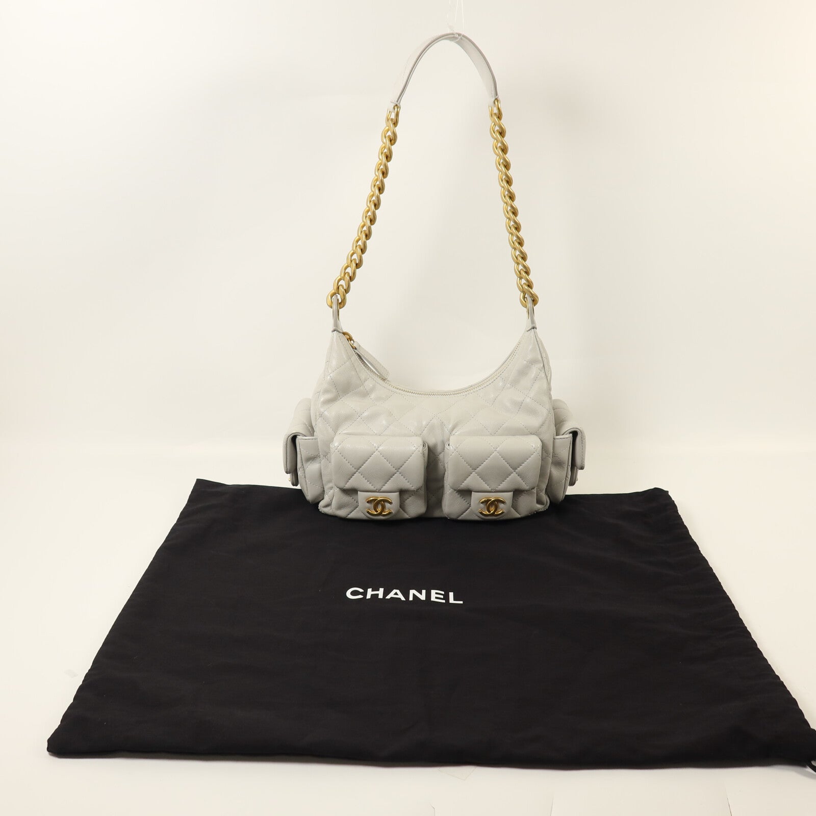 CHANEL 羊皮皮革25C Hobo Small鏈帶肩背袋