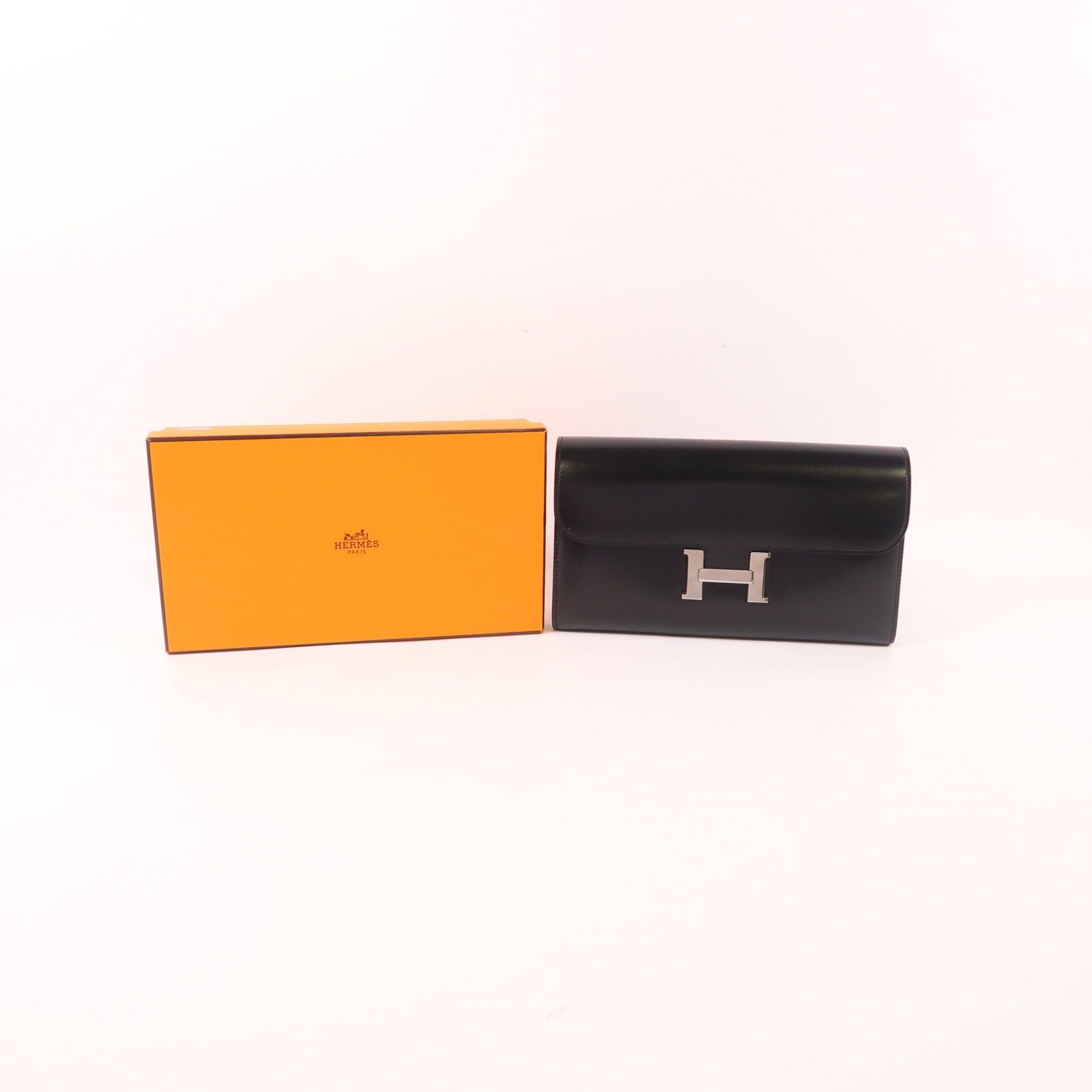 HERMES Box Calf皮革Constance Long Wallet銀扣長錢包