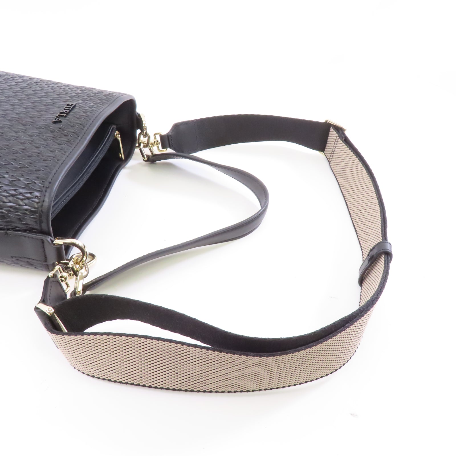 Furla 牛皮皮革2way Shoulder Bag金扣手挽肩背兩用袋黑色