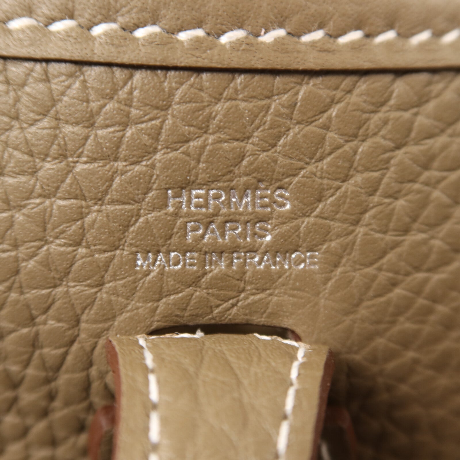 HERMES Clemence皮革Evelyne TPM銀扣肩背袋Etoupe