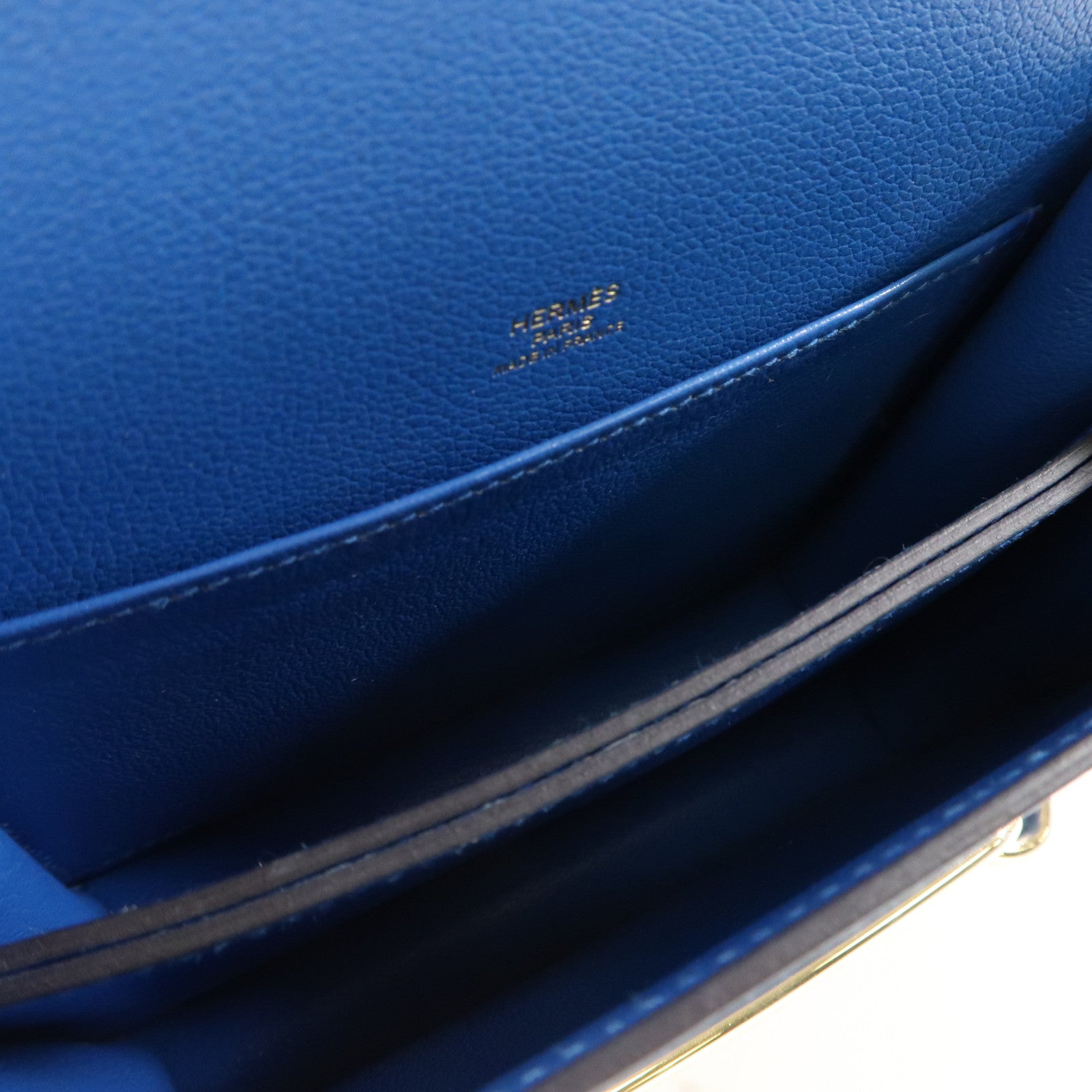 HERMES 【激減優惠】Evercolor皮革Mini Roulis金扣肩背袋藍色