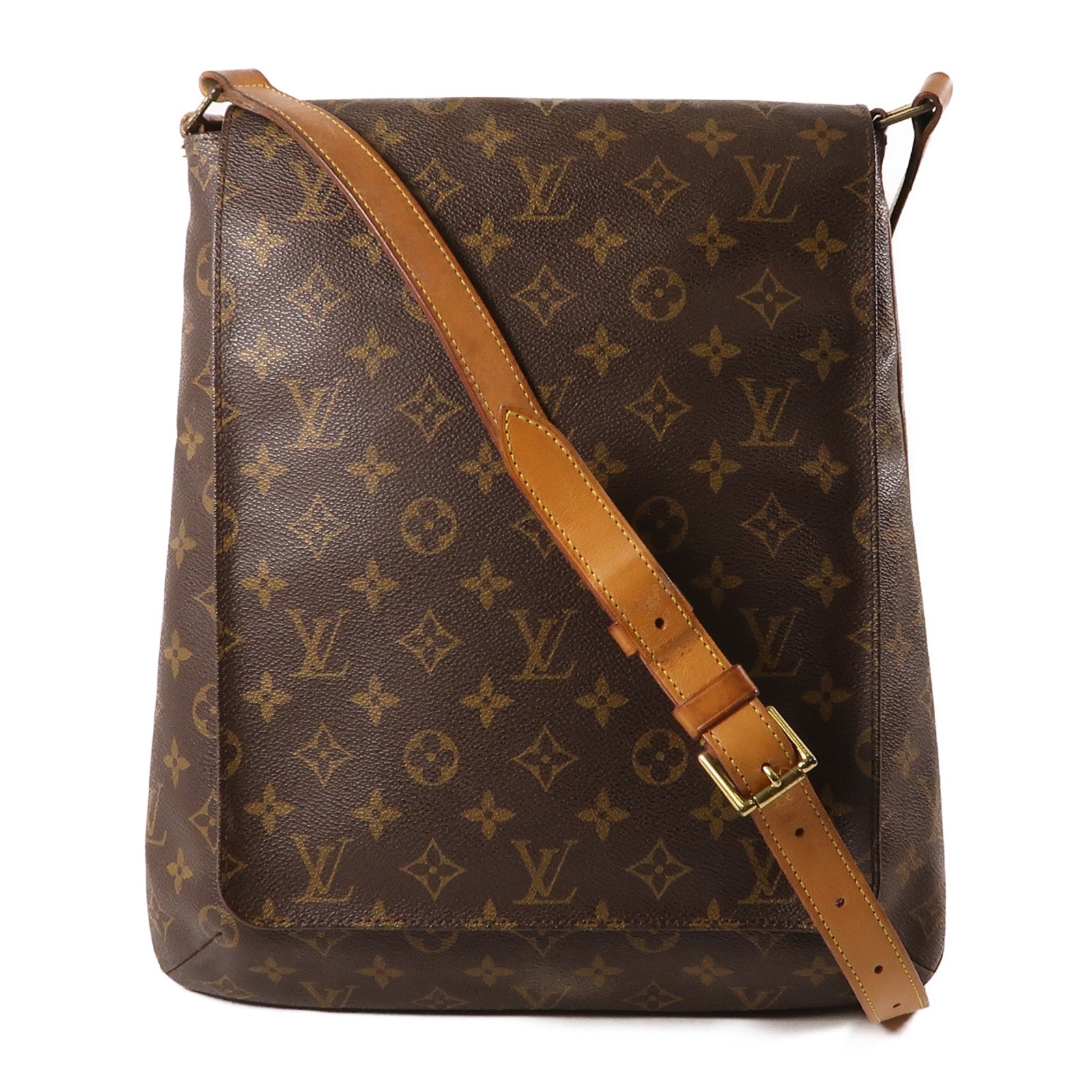 LOUIS VUITTON Monogram Musette金扣肩背袋棕色