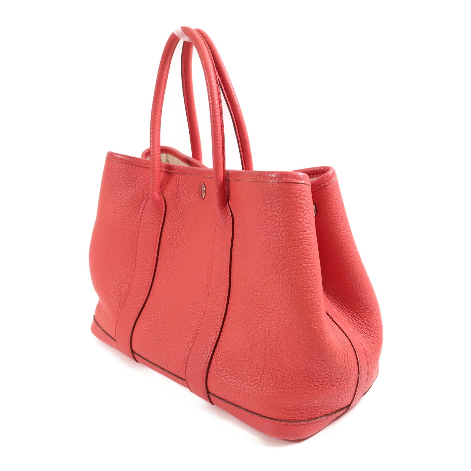 HERMES PHW Garden Party TPM Handbag Negonda Leather T5 Rose Jarpur Red
