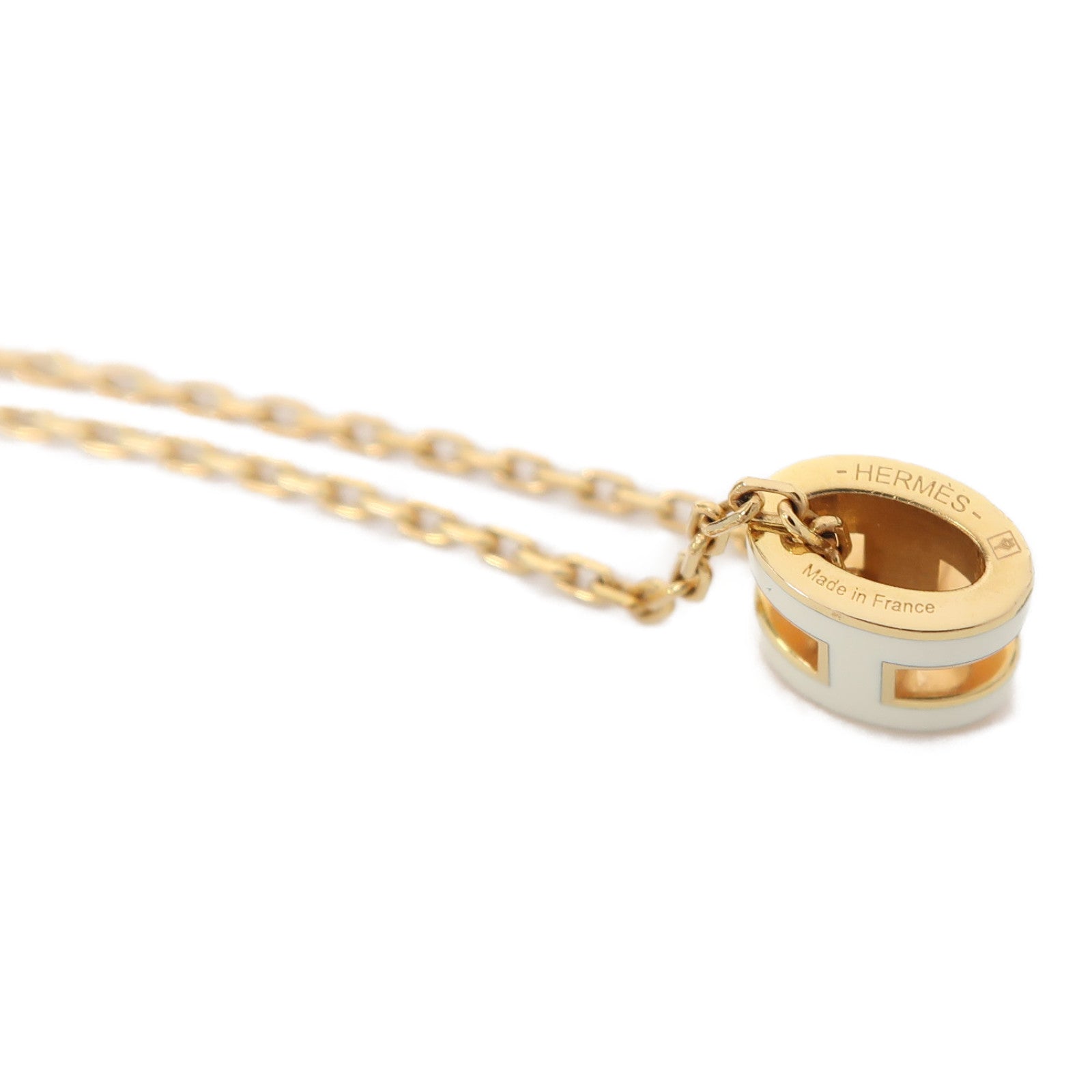 HERMES 金屬Mini Pop H項鍊金色/奶油白色