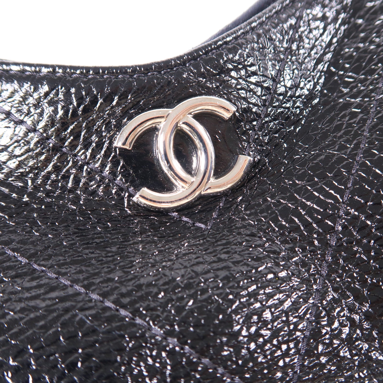 CHANEL 牛皮皮革Chain Shoulder銀扣肩背袋