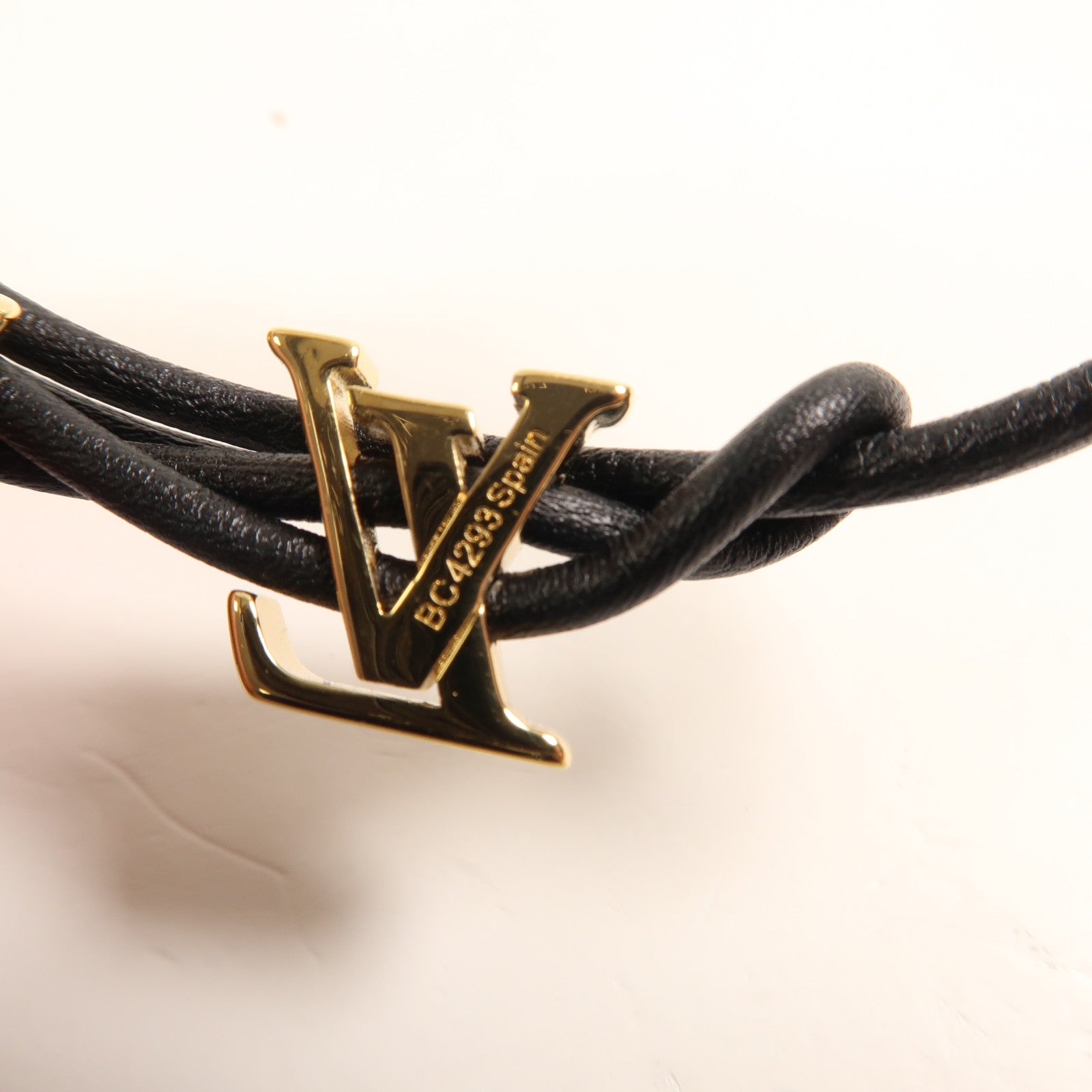 LOUIS VUITTON 牛皮皮革Iconic Flower金扣手鐲黑色