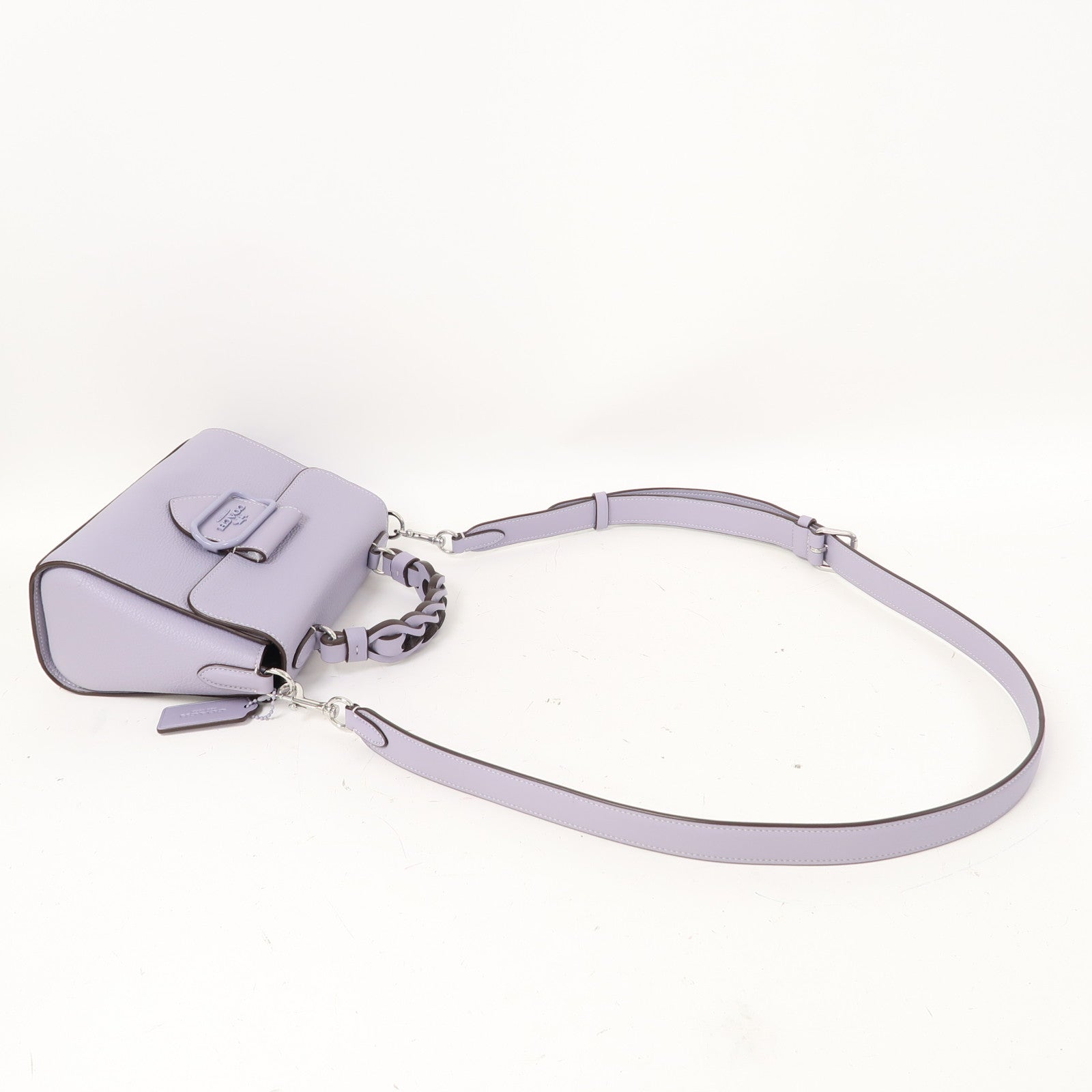 COACH 牛皮皮革Morgan Top Handle Bag銀扣手挽肩背兩用袋紫色