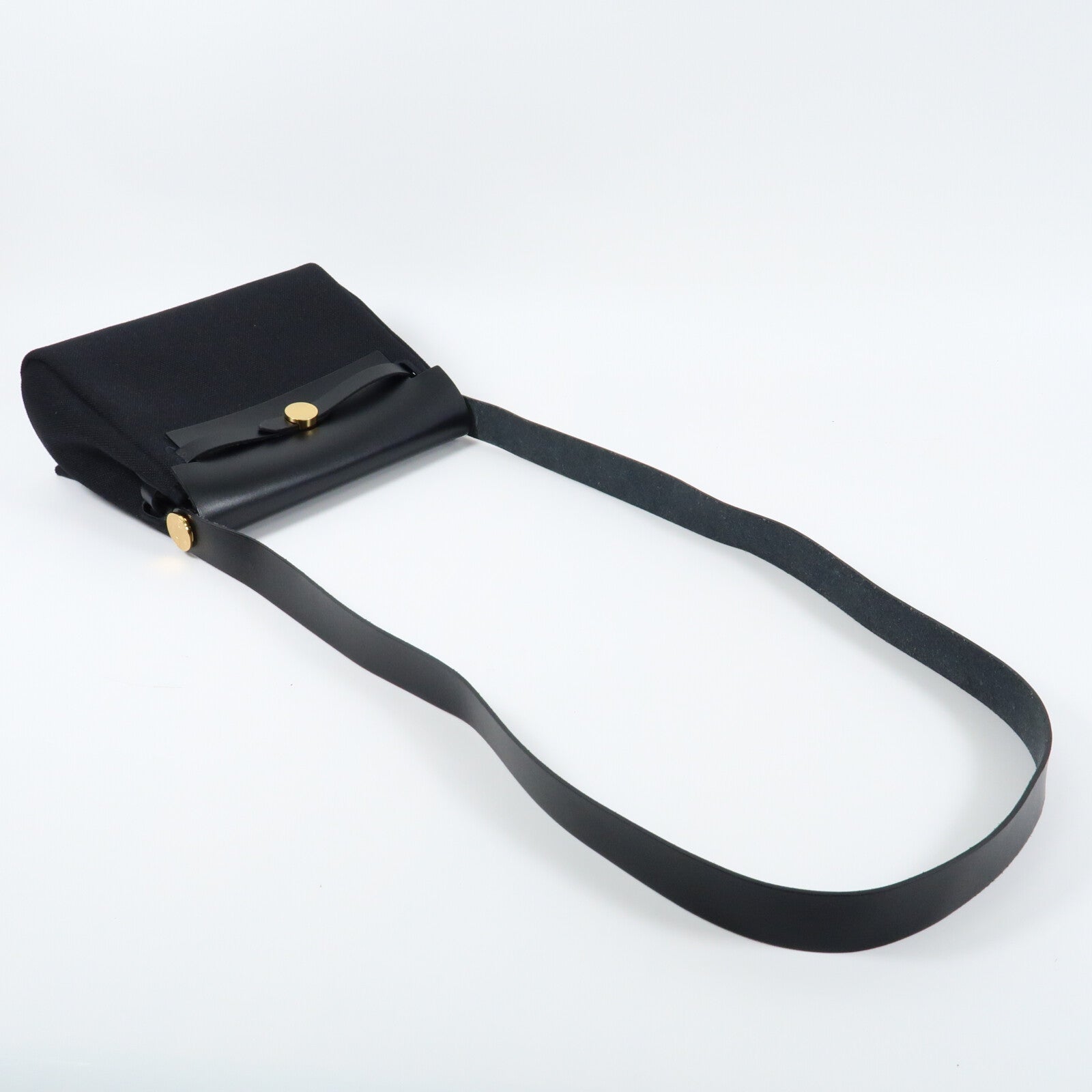 HERMES 帆布Mini Herbag金扣肩背袋Noir