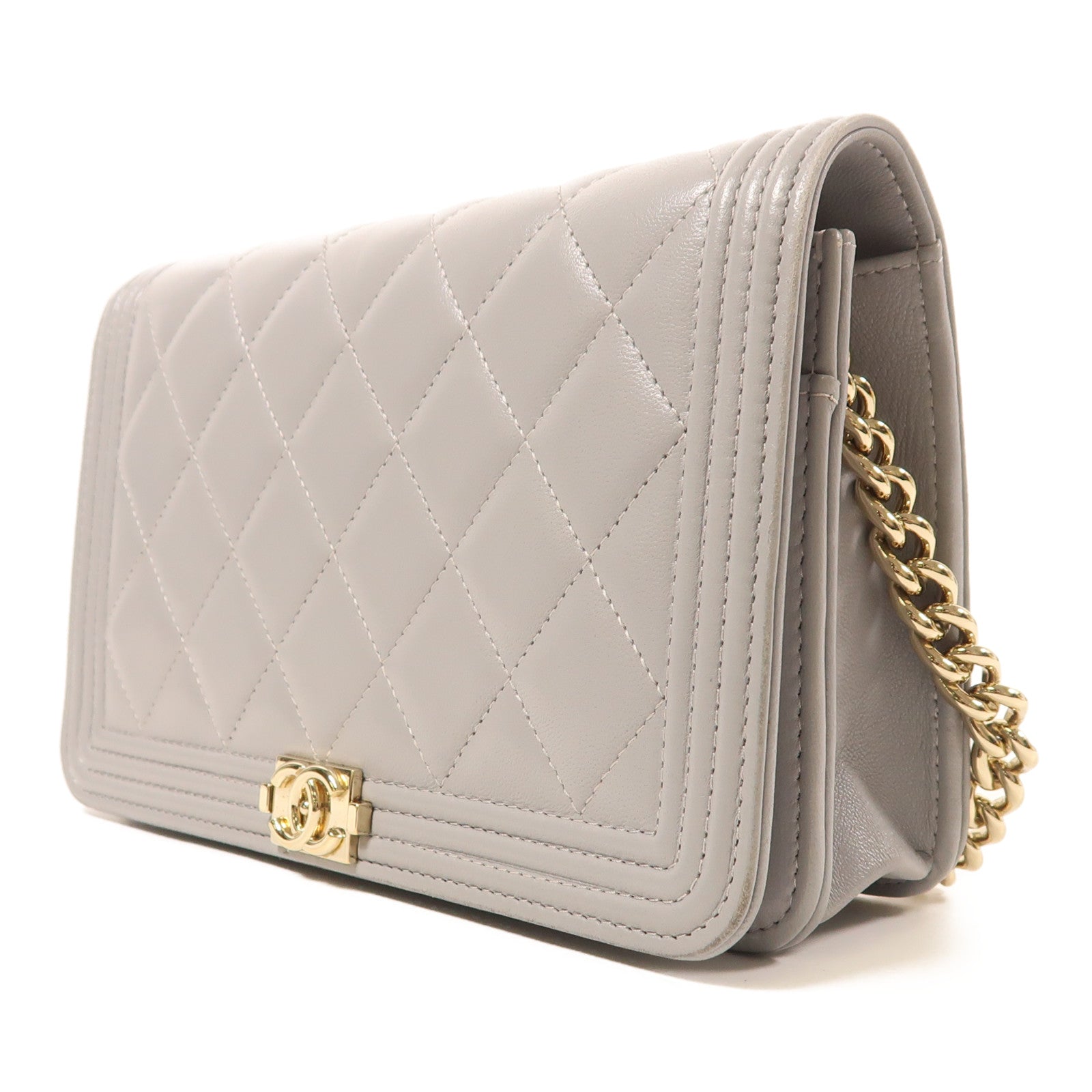 CHANEL 羊皮皮革Boy WOC金扣鏈帶肩背袋