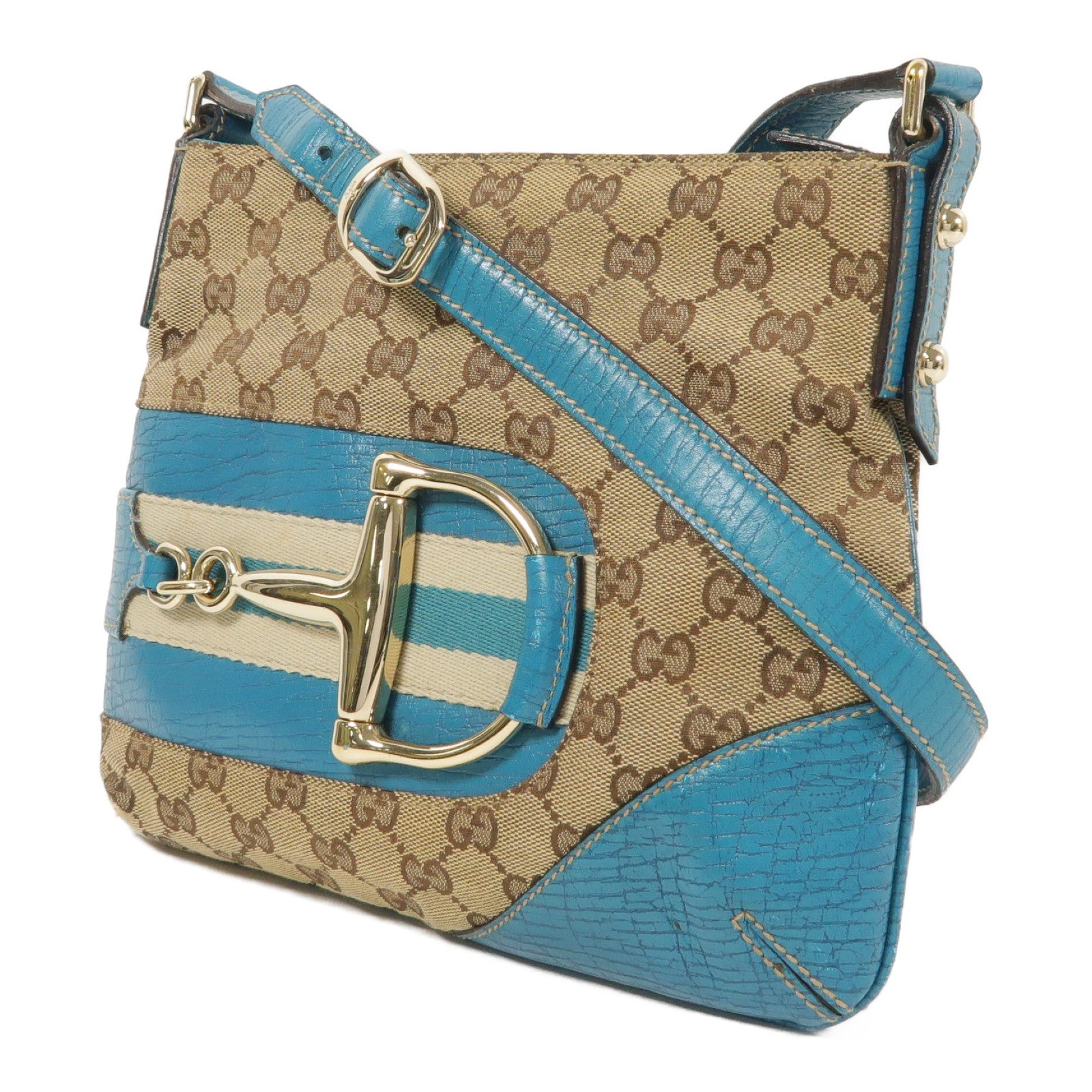 GUCCI 帆布Shoulder Bag金扣肩背袋