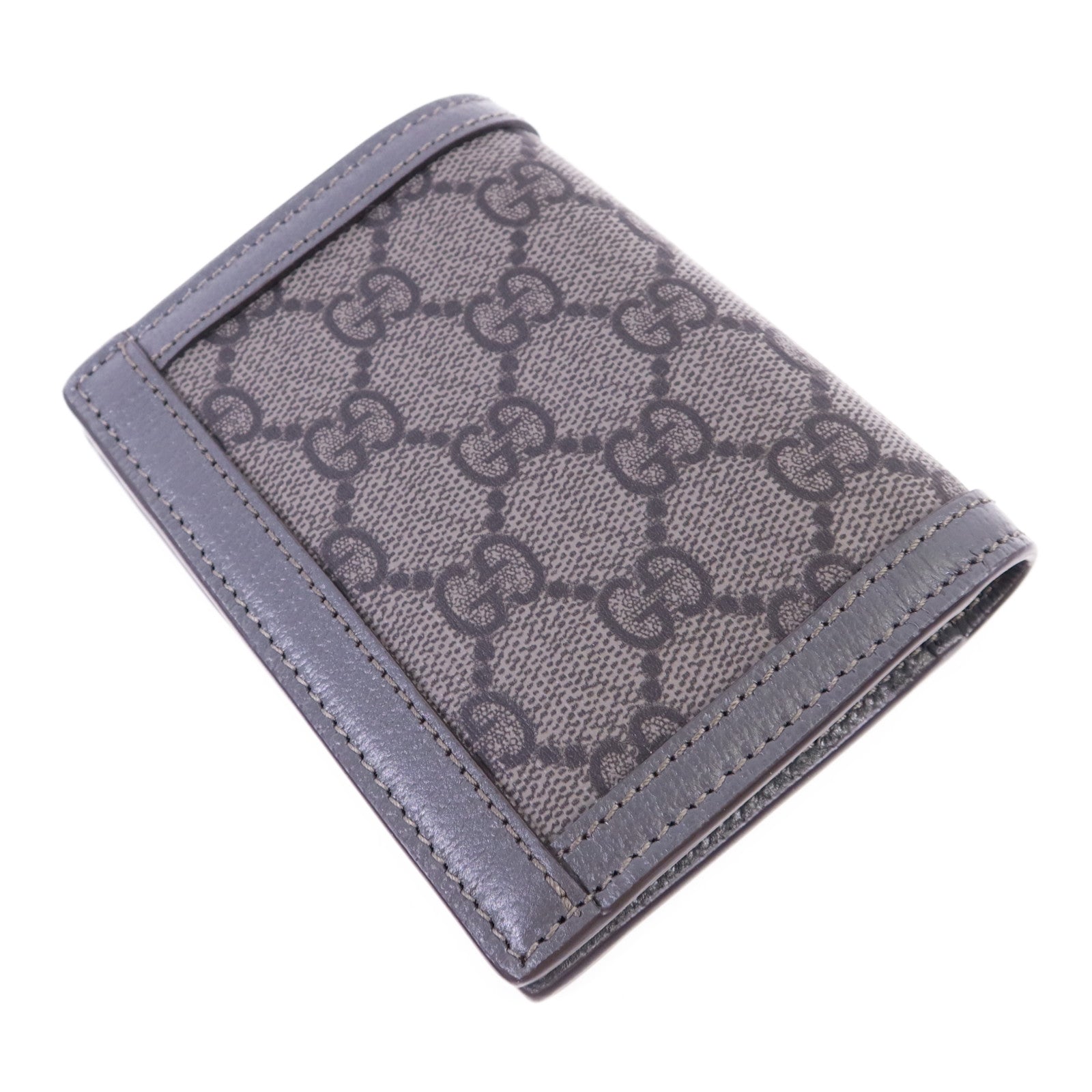 GUCCI 塗層帆布/牛皮皮革Bifold Wallet銀扣錢包