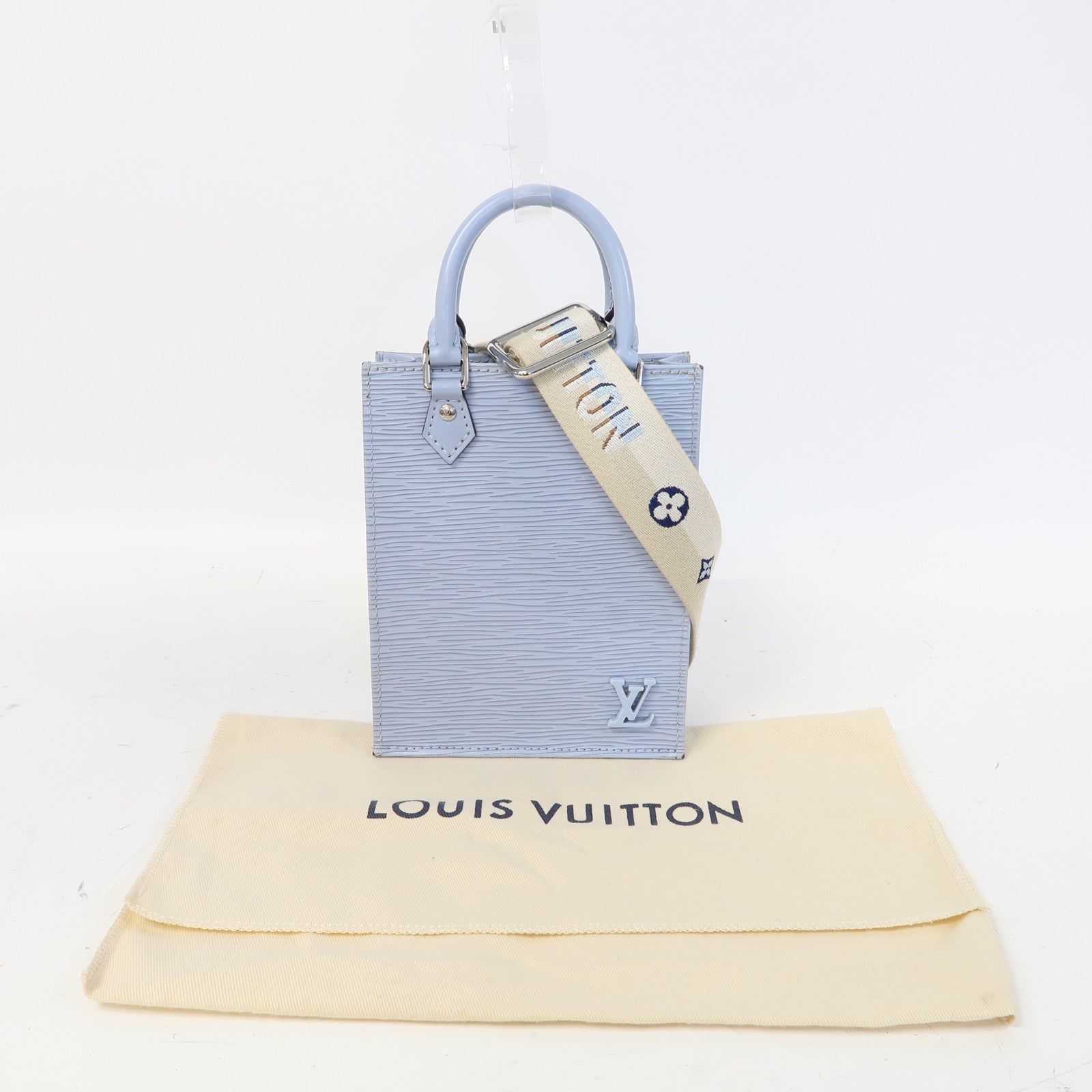 LOUIS VUITTON Epi Petit Sac Piat銀扣手挽肩背兩用袋藍色