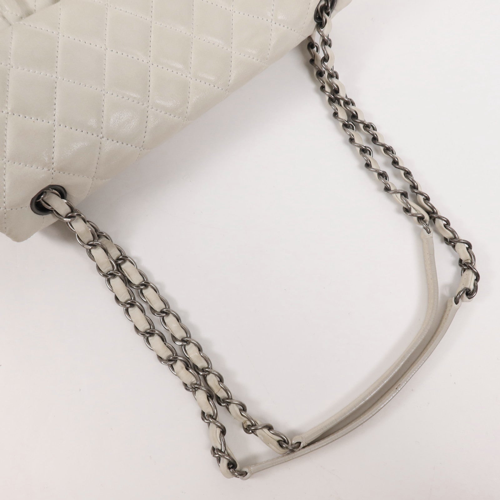 CHANEL 牛皮皮革Chain Shoulder銀扣鏈帶肩背袋