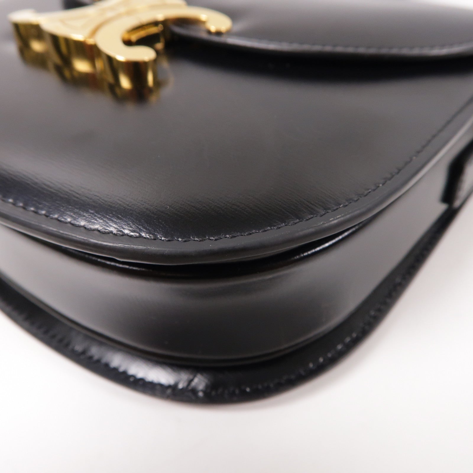 CELINE 牛皮皮革Small Besace金扣肩背袋黑色