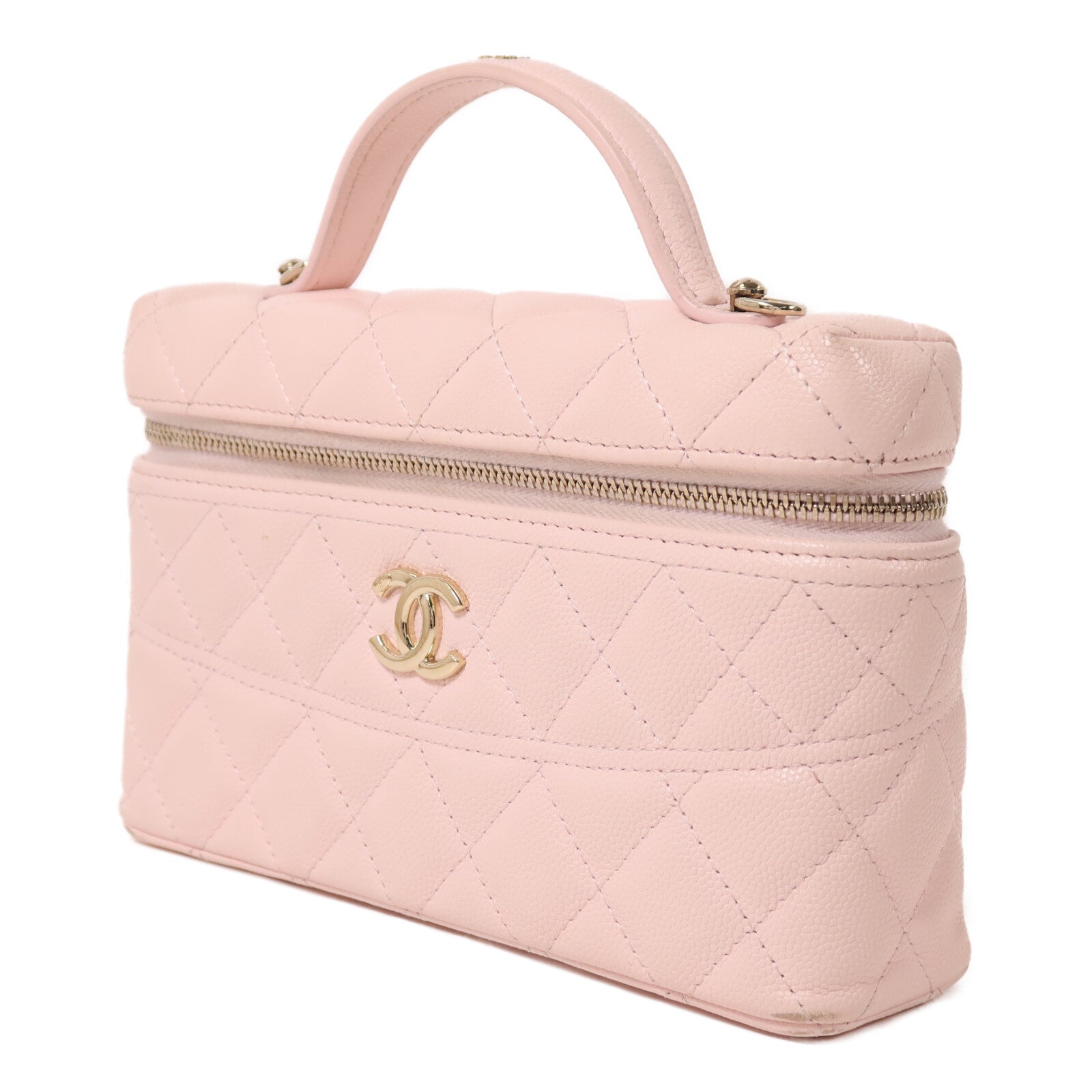 CHANEL 牛皮皮革Vanity With Chain鏈帶手挽肩背兩用袋