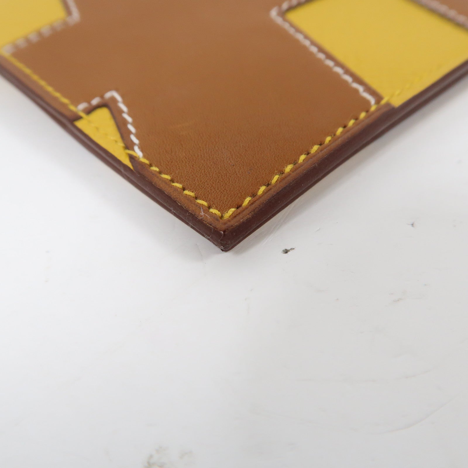 HERMES Barenia/Epsom皮革Passport Case護照套啡色/黃色