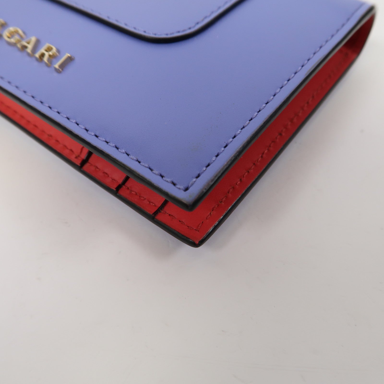 BVLGARI 牛皮皮革Card Case金扣卡片套紫色
