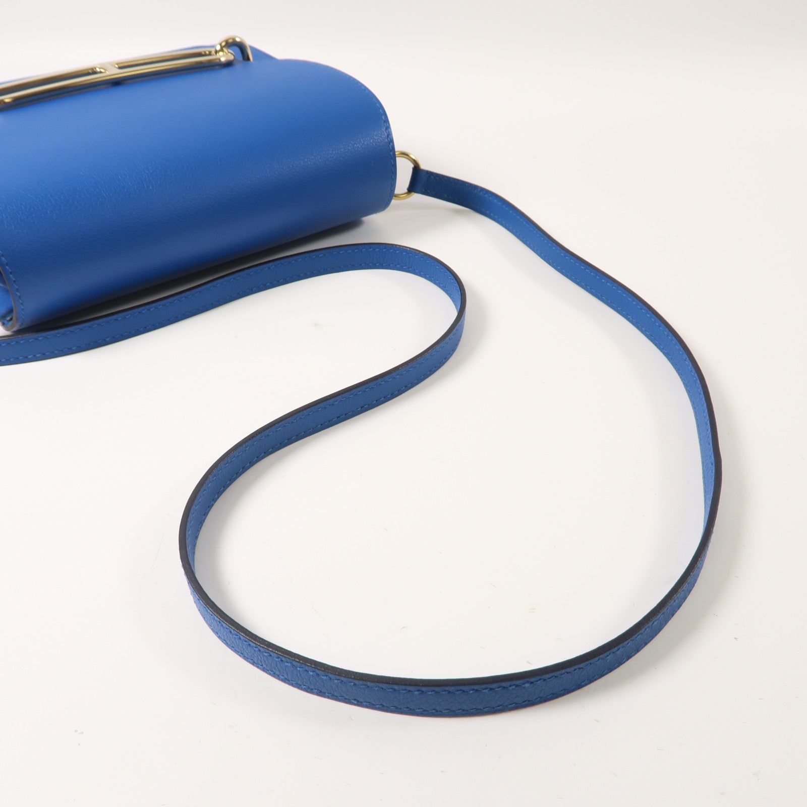 HERMES 【激減優惠】Evercolor皮革Mini Roulis金扣肩背袋藍色