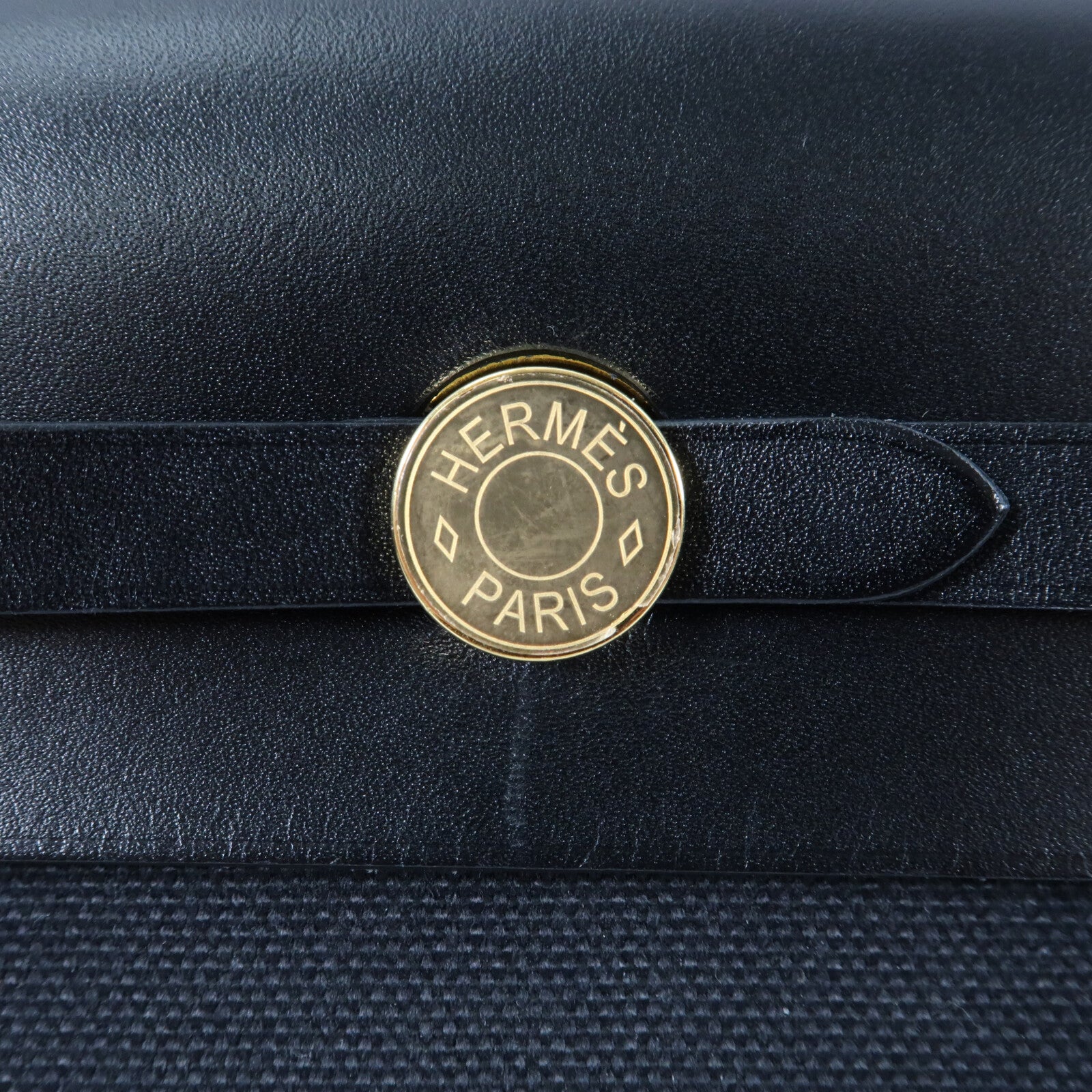HERMES 帆布Mini Herbag金扣肩背袋Noir