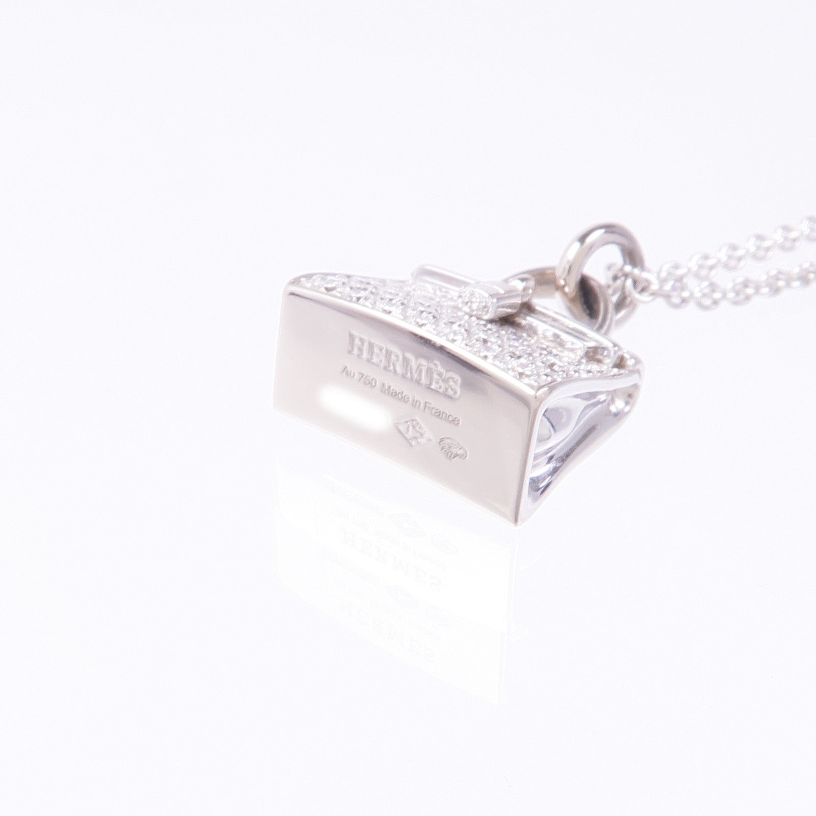 HERMES 【激減優惠】18K白金Kelly Pendant鑽石項鍊