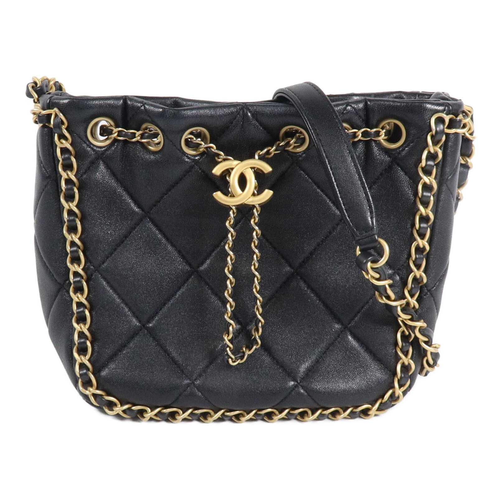 CHANEL 羊皮皮革Small Bucket Bag鏈帶肩背袋