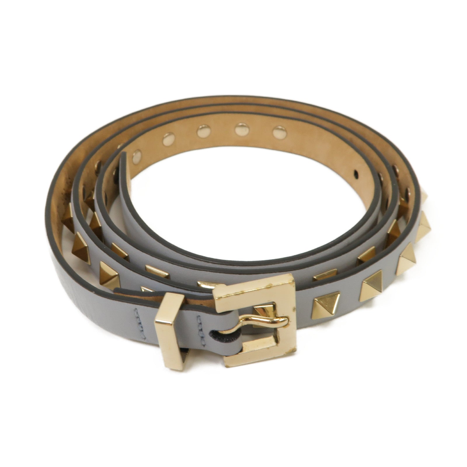 Valentino 牛皮皮革Belt金扣皮帶藍色
