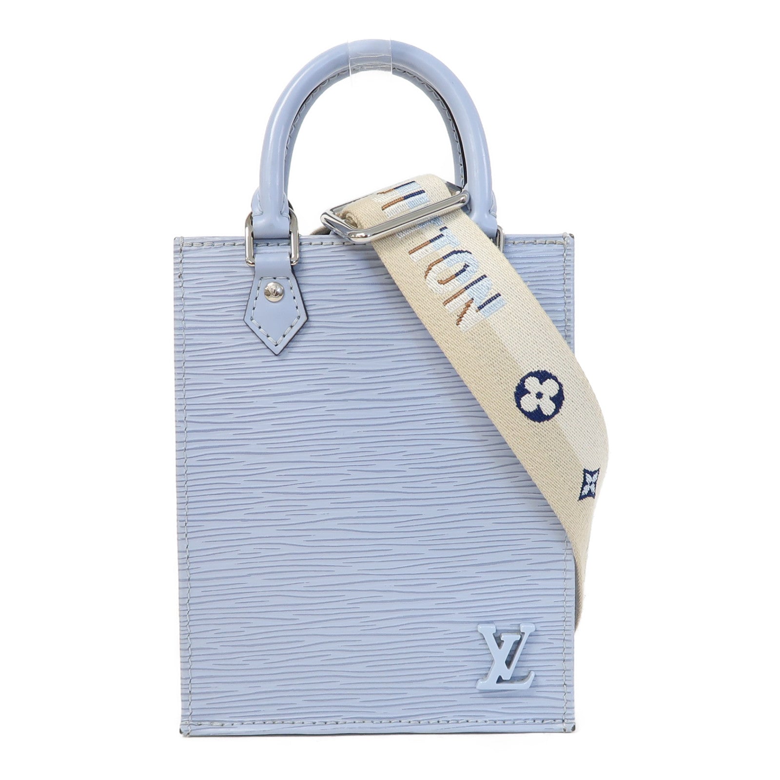 LOUIS VUITTON Epi Petit Sac Piat銀扣手挽肩背兩用袋藍色
