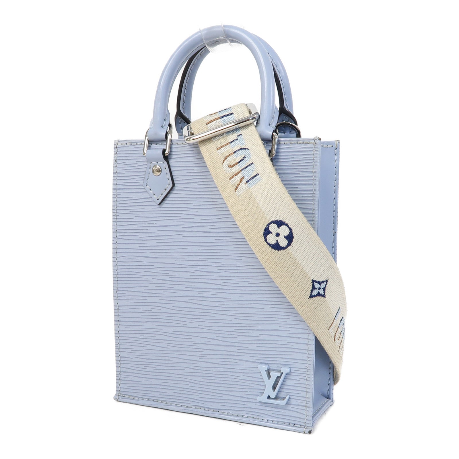 LOUIS VUITTON Epi Petit Sac Piat銀扣手挽肩背兩用袋藍色