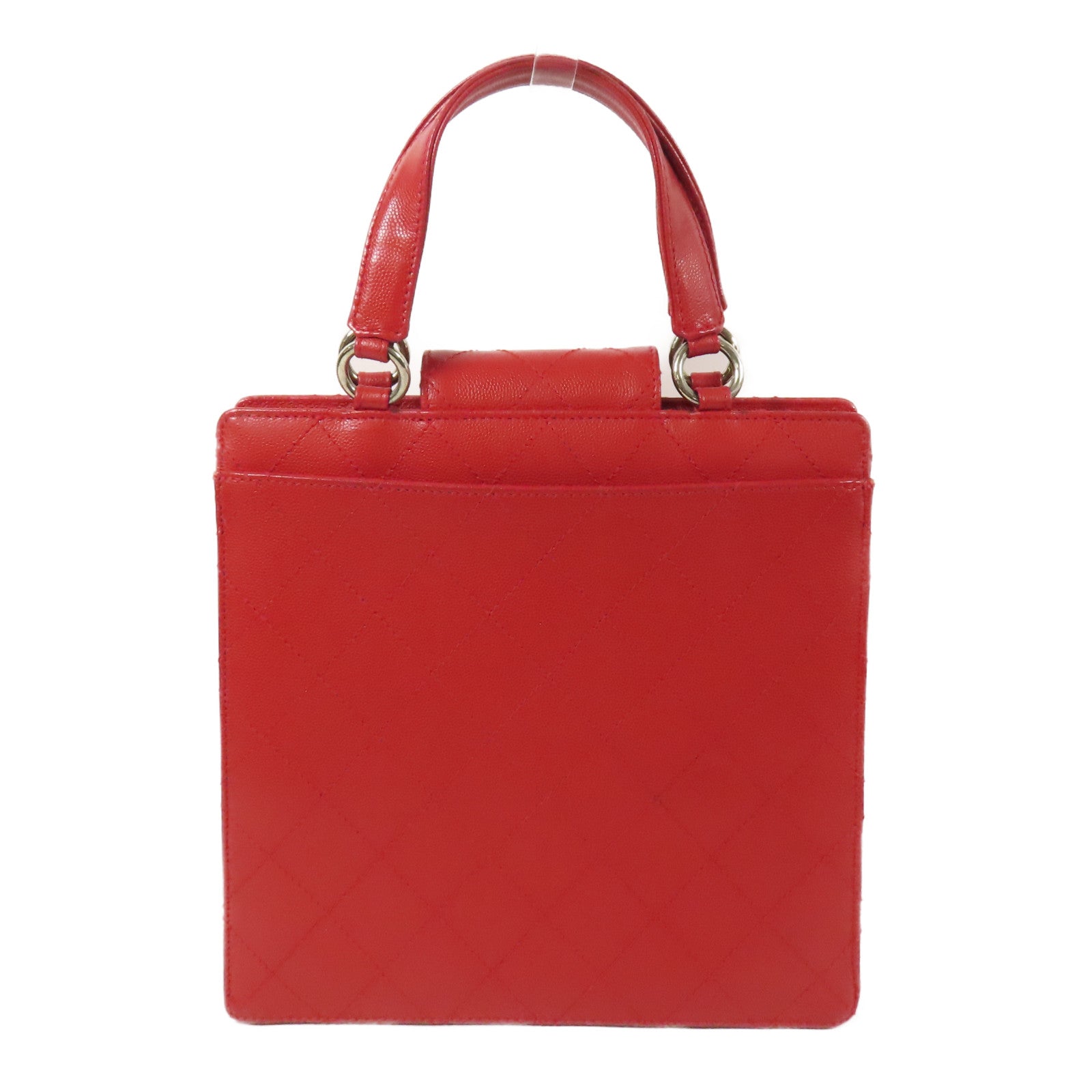 CHANEL 牛皮皮革Handbag銀扣手挽袋