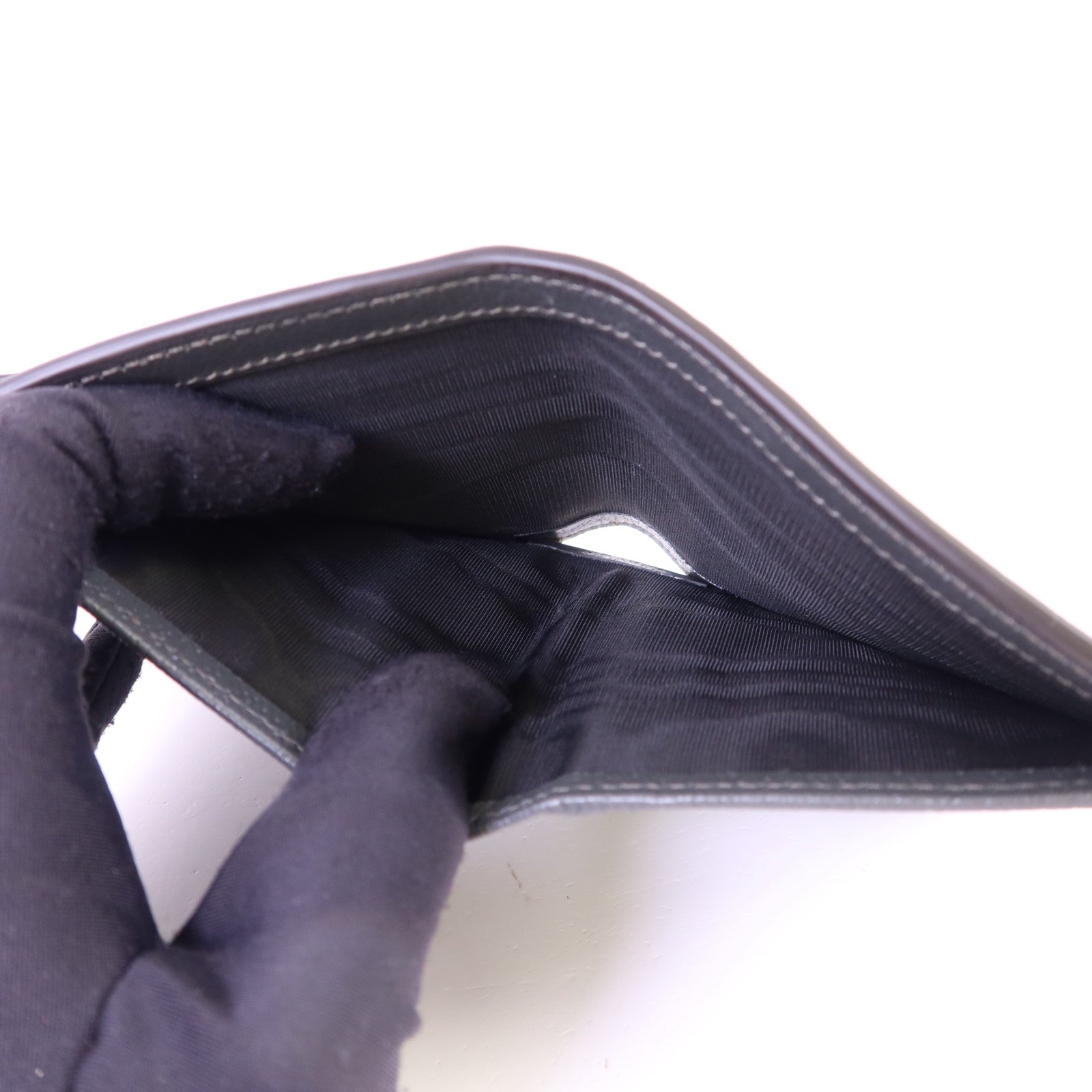 GUCCI 塗層帆布/牛皮皮革Bifold Wallet銀扣錢包
