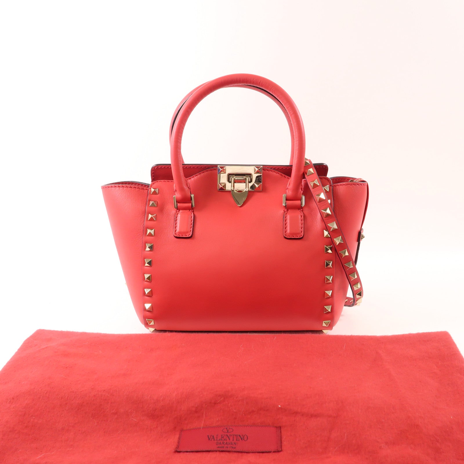 Valentino 【激減優惠】牛皮皮革2 Way Shoulder Bag金扣手挽肩背兩用袋