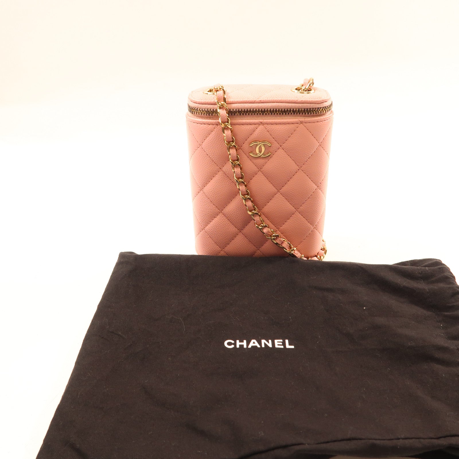 CHANEL 牛皮皮革Chain Shoulder金扣鏈帶肩背袋