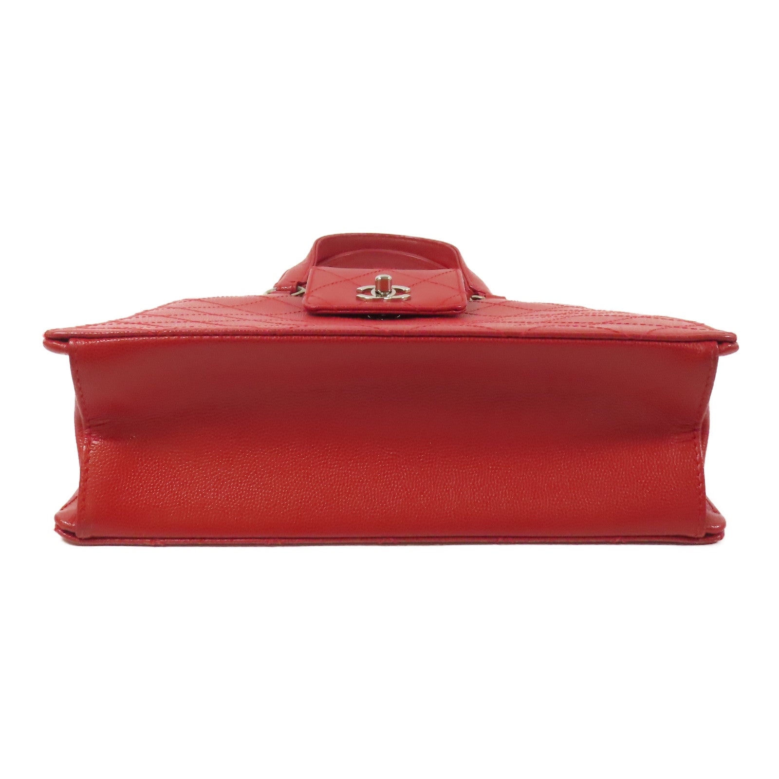 CHANEL 牛皮皮革Handbag銀扣手挽袋