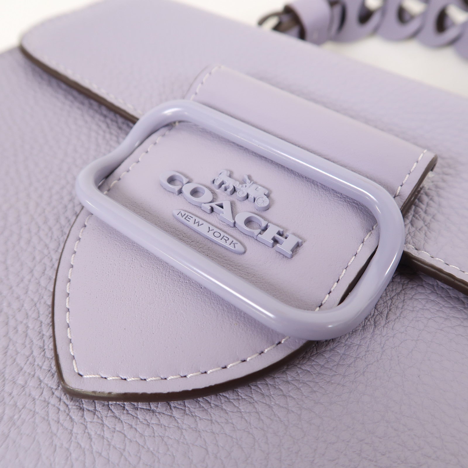 COACH 牛皮皮革Morgan Top Handle Bag銀扣手挽肩背兩用袋紫色