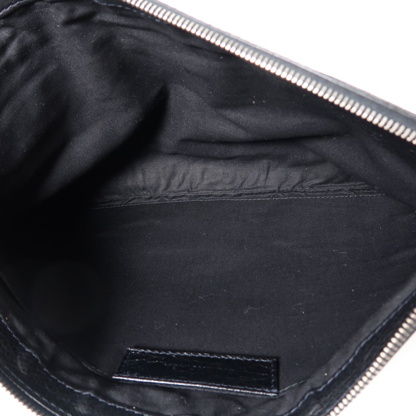 BALENCIAGA 羊皮皮革Pouch銀扣手拿包黑色