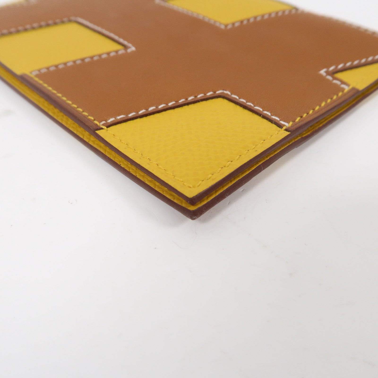 HERMES Barenia/Epsom皮革Passport Case護照套啡色/黃色