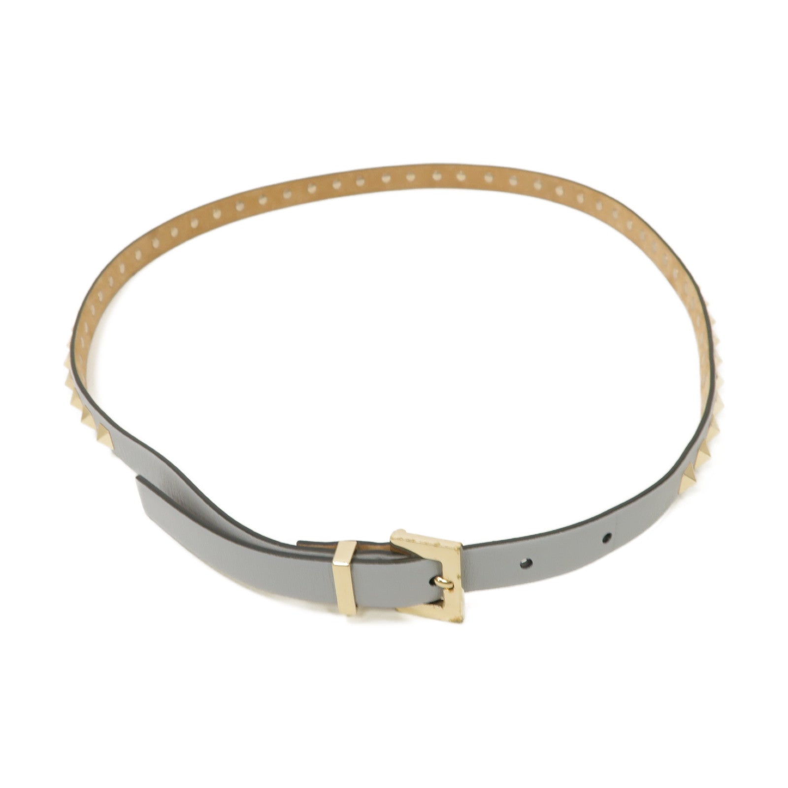 Valentino 牛皮皮革Belt金扣皮帶藍色