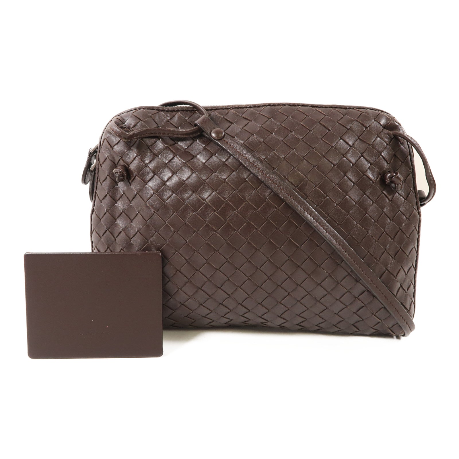 BOTTEGA VENETA 羊皮皮革Shoulder Bag銀扣肩背袋棕色