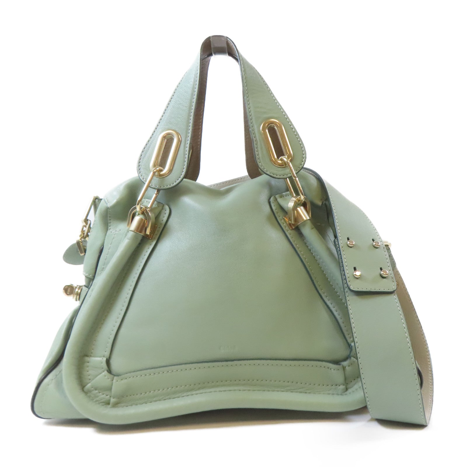 Chloe 牛皮皮革2 Way Shoulder Bag金扣手挽肩背兩用袋淺綠色