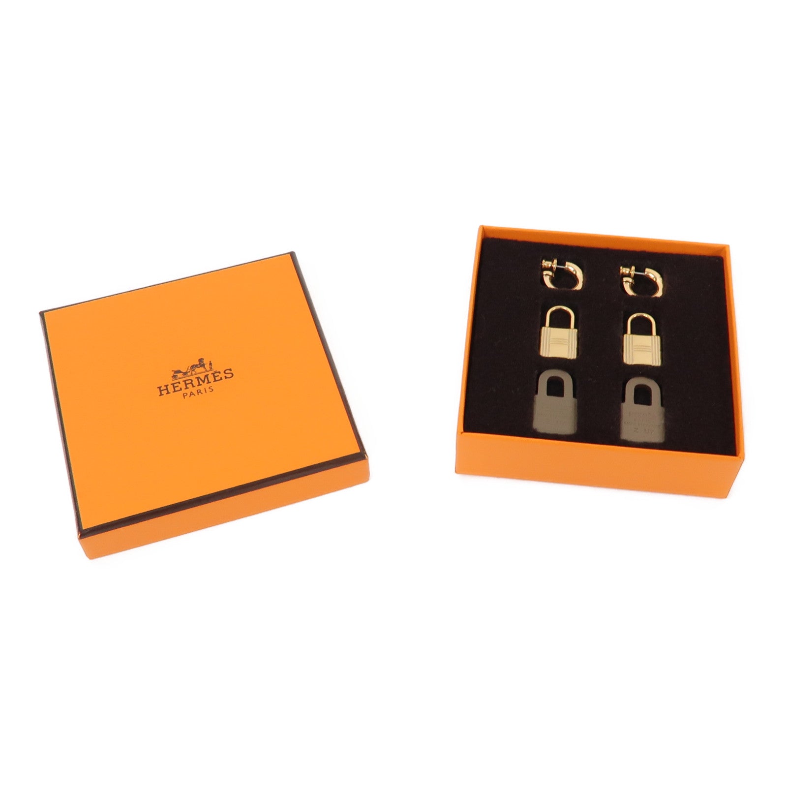 HERMES 金屬/Swift皮革O'Kelly Earrings耳環金色