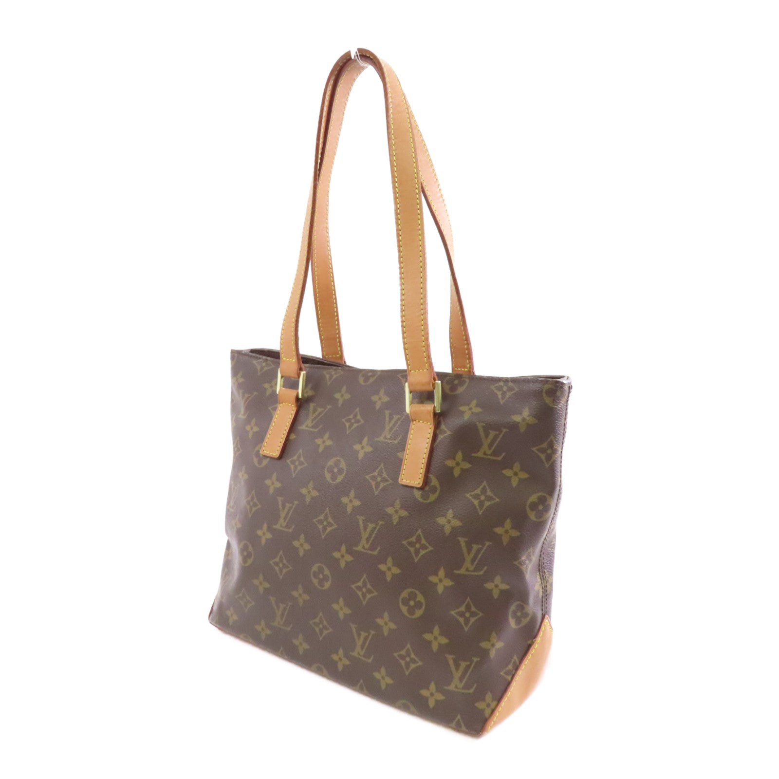 LOUIS VUITTON Monogram Cabas Piano金扣肩背袋棕色