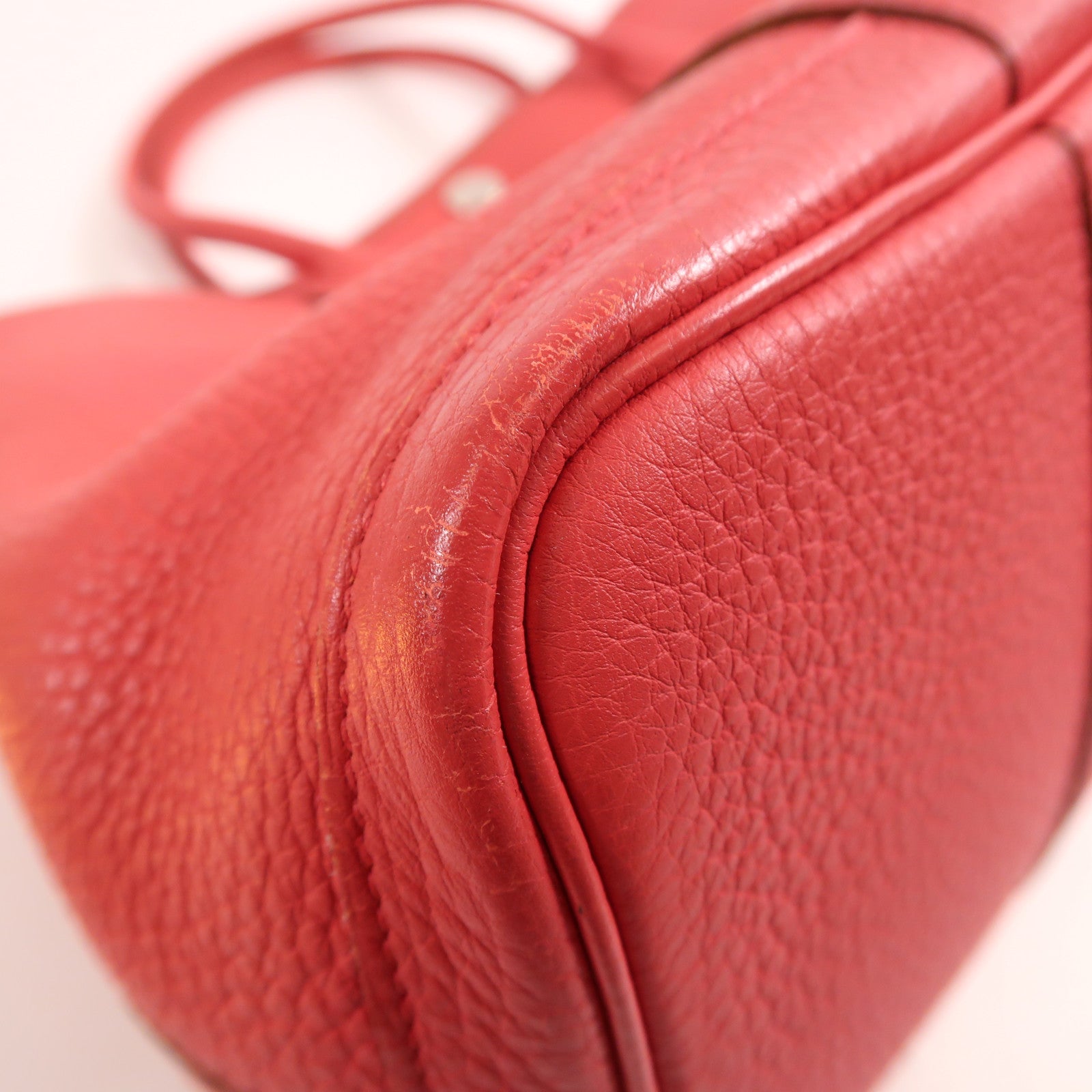 HERMES PHW Garden Party TPM Handbag Negonda Leather T5 Rose Jarpur Red