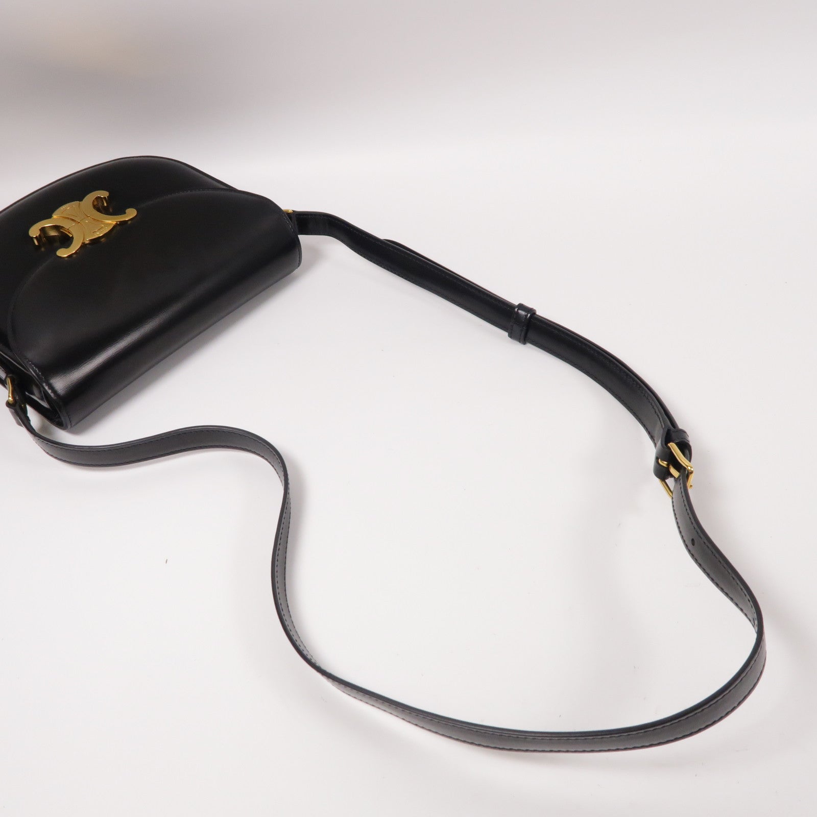CELINE 牛皮皮革Small Besace金扣肩背袋黑色