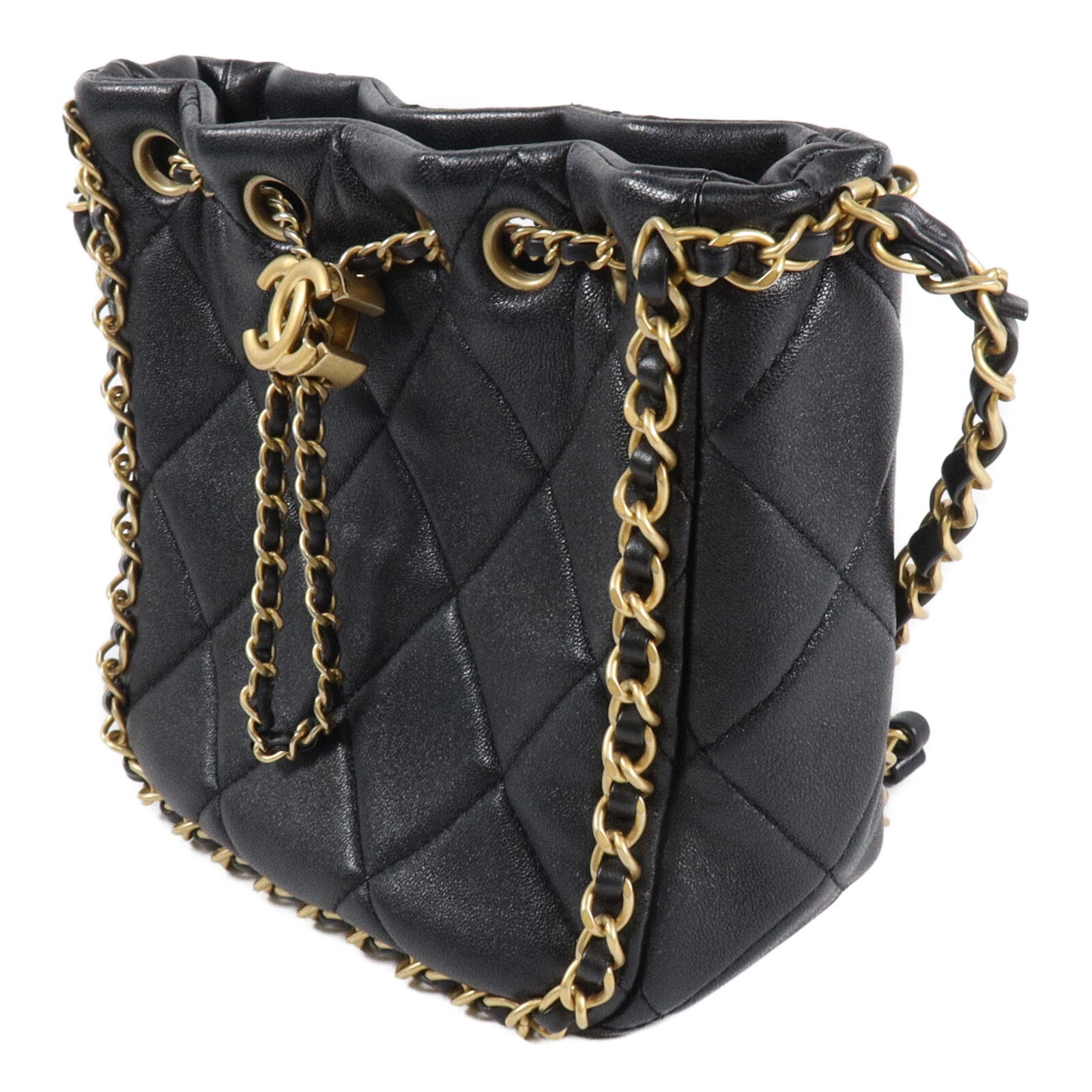 CHANEL 羊皮皮革Small Bucket Bag鏈帶肩背袋