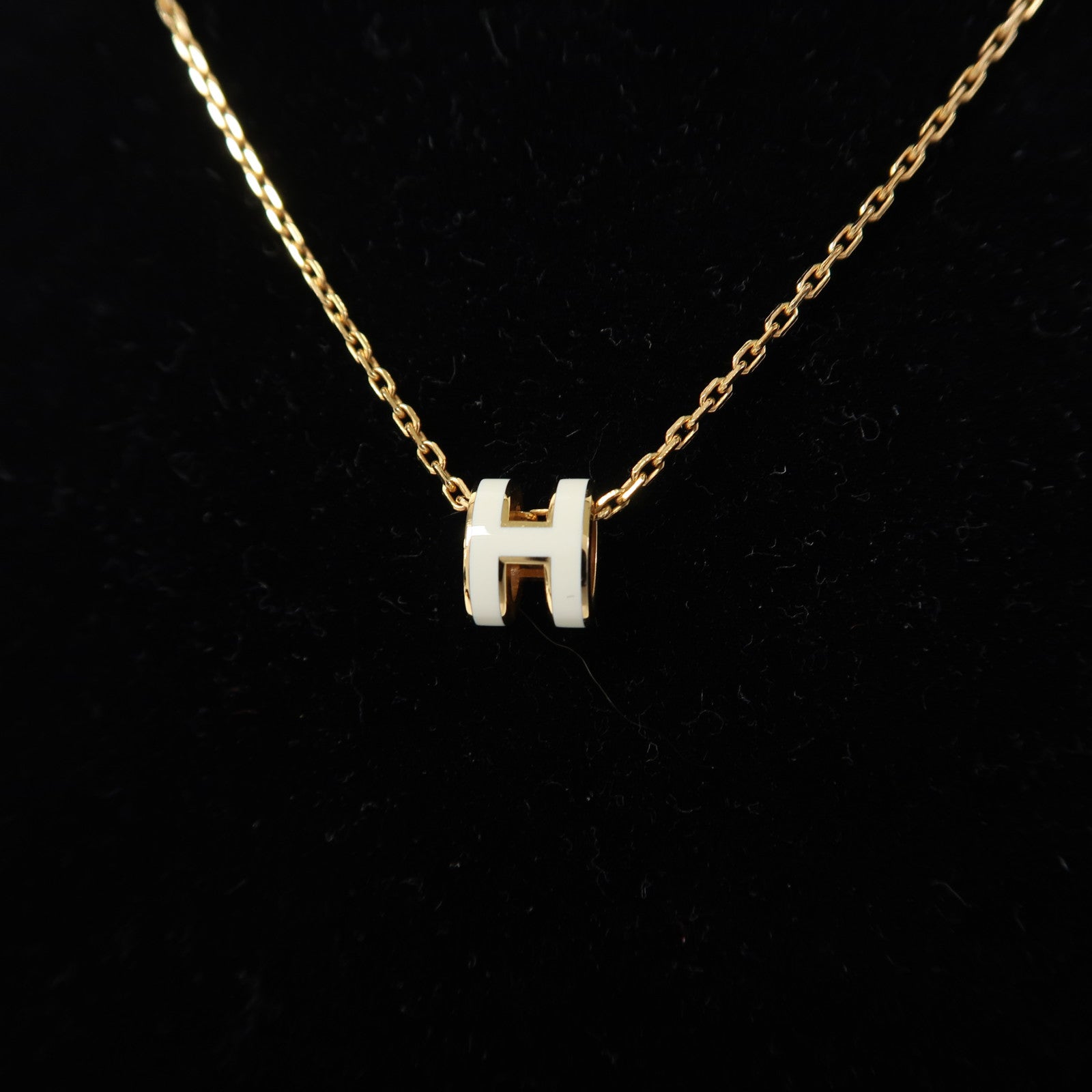 HERMES 金屬Mini Pop H項鍊金色/奶油白色