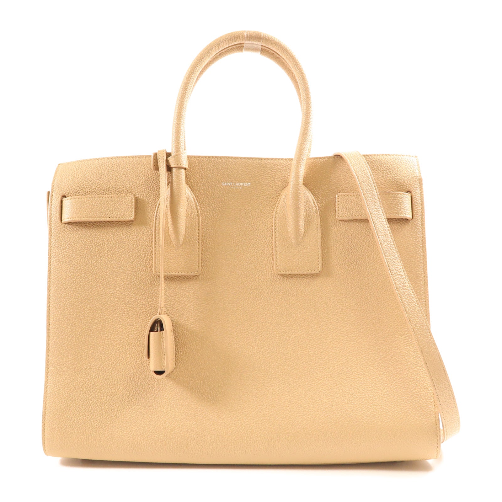 SAINT LAURENT YSL SHW Sac de jour 2Way Shoulder Bag Calfskin Leather Beige