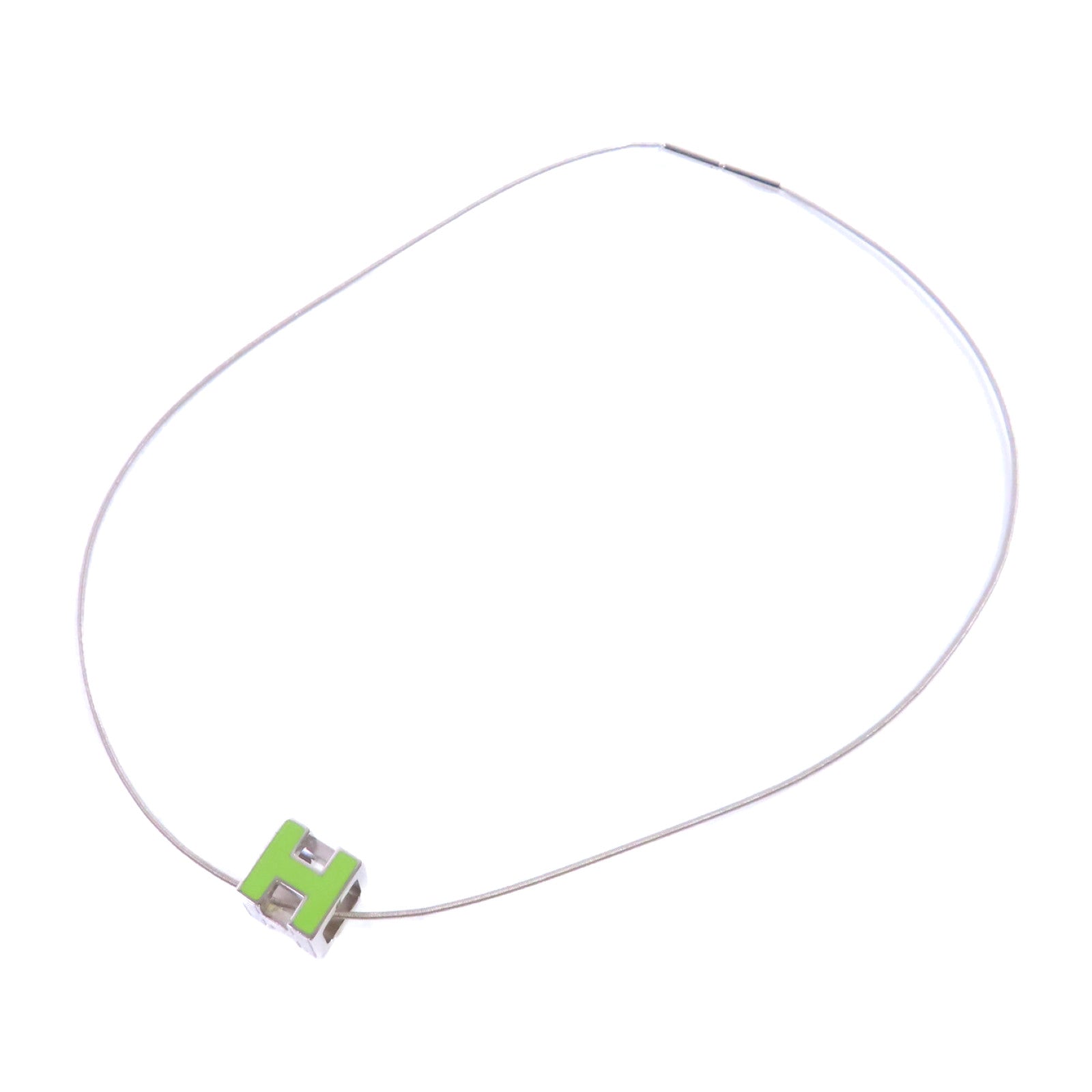 HERMES 金屬Cube d'H (H Cube) Necklace項鏈綠色