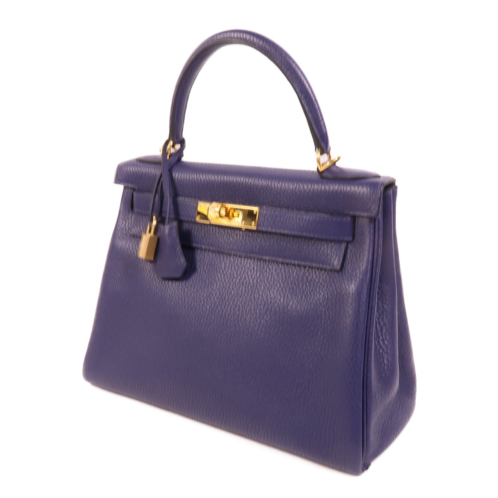 HERMES Togo皮革Kelly 28手挽肩背兩用袋Bleu Encre