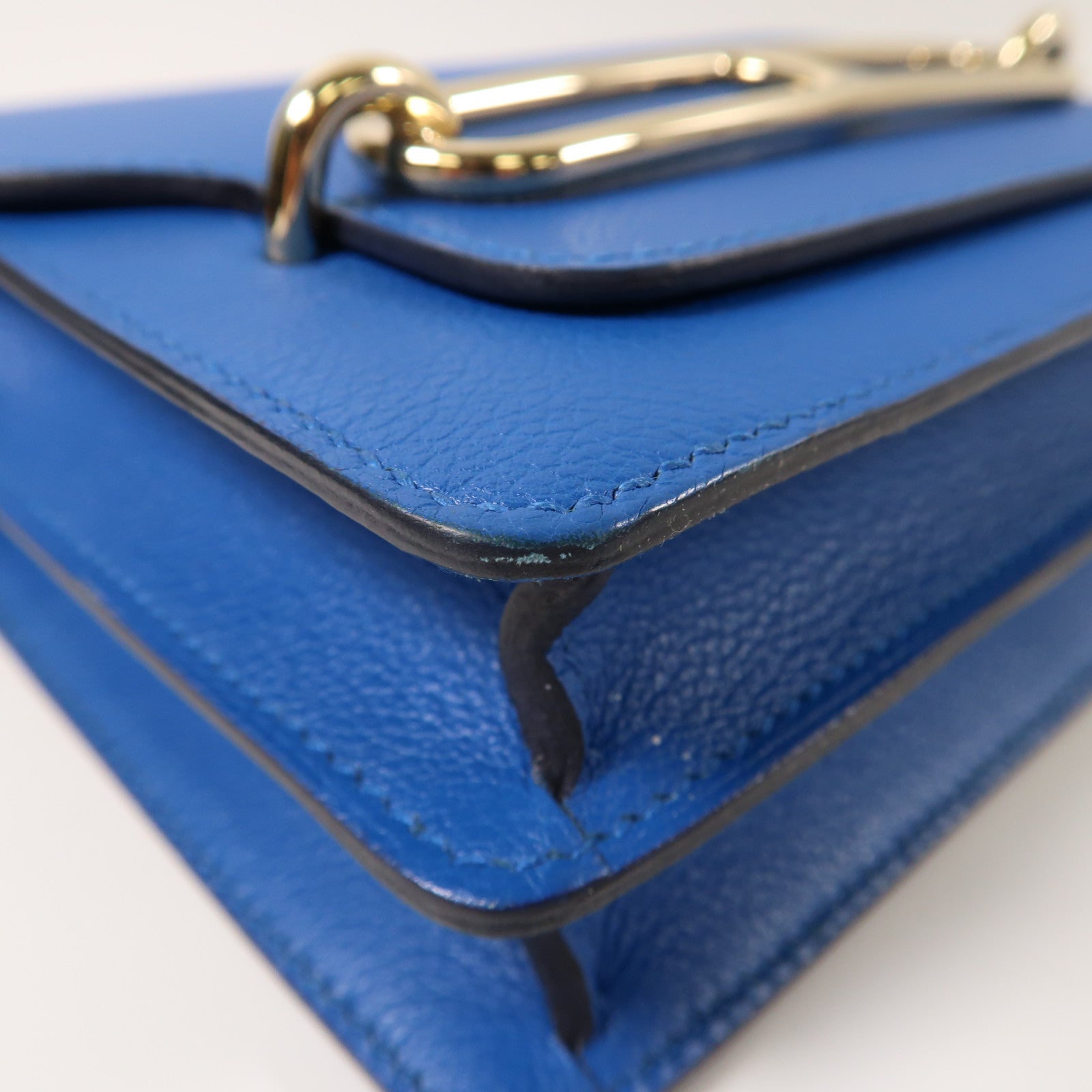 HERMES 【激減優惠】Evercolor皮革Mini Roulis金扣肩背袋藍色