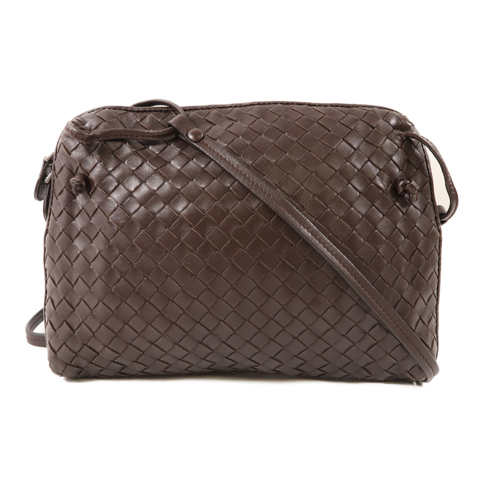 BOTTEGA VENETA 羊皮皮革Shoulder Bag銀扣肩背袋棕色